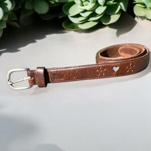 VINTAGE Leather Denim Heart Cut Out Belt NORTHERN REFLECTIONS Medium 3028-25